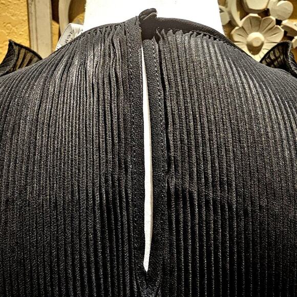 Zara Ruffled Black L Pleated Top Croquette Girly Whimsical Y2K Office Ruffled - Picture 10 of 10